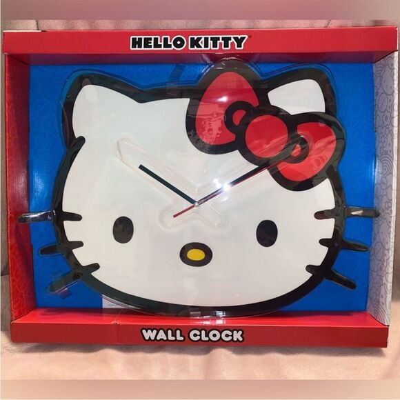 Sanrio Iconic Hello Kitty Large Face Red & White Collectible Wall Clock  NWT - Picture 1 of 3